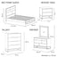 5 Pieces Bedroom Suite made in Solid Wood Acacia Veneered Queen Size Oak Colour Bed, Bedside Table, Tallboy & Dresser