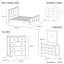 5 Pieces Bedroom Suite with Solid Acacia Wood Veneered Construction in King Size White Ash Colour Bed, Bedside Table , Tallboy & Dresser