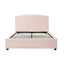 Camelia King Single Size Bed Frame Pink Velvet Upholstery High Headboard Quality Slats Metal Structure