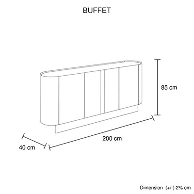 Buffet MDF Melamine Interior Storage In Dark Walnut colour