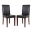 2x Wooden Frame Brown Leatherette Dining Chairs with Solid Pine Legs