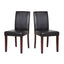 2x Wooden Frame Brown Leatherette Dining Chairs with Solid Pine Legs