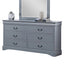 Dressing Chest with 6 Storage Drawers in Solid Wooden Mirror Metal Handles Grey Colour