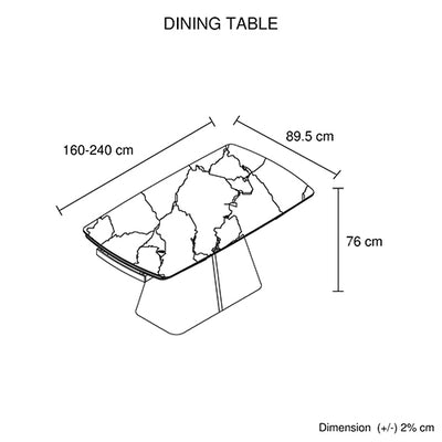 Dining Table MDF Ceramic Glass Table Top Extendable Decorative Stripe