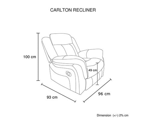 Carlton 1R Finest Fabric Recliner Sturdy Construction Metal Mechanism