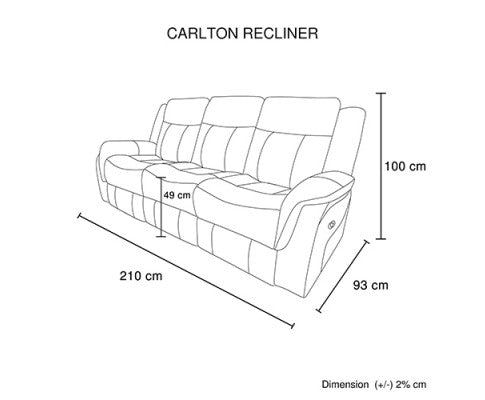 Carlton 3R Finest Fabric Recliner Sturdy Construction Metal Mechanism