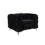 3+2+1 Seater Sofa Classic Button Tufted Lounge in Black Velvet Fabric with Metal Legs