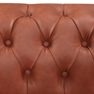 2 Seater 3 Seater Brown Sofa Lounge Set Button Tufted in Faux Leather