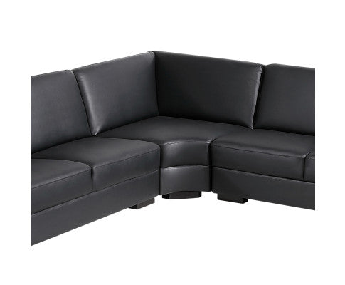 Lounge Set Luxurious 6 Seater Bonded Leather Corner Sofa Living Room Couch in Black with Chaise