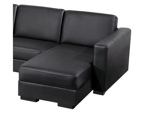 Lounge Set Luxurious 6 Seater Bonded Leather Corner Sofa Living Room Couch in Black with Chaise