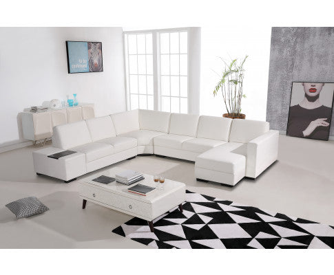 Lounge Set Luxurious 6 Seater Bonded Leather Corner Sofa Living Room Couch in White with Chaise