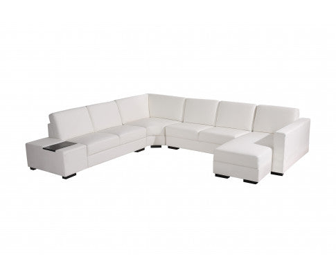 Lounge Set Luxurious 6 Seater Bonded Leather Corner Sofa Living Room Couch in White with Chaise