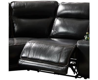 6 Seater Corner Sofa with Genuine Leather Black Armless Recliners Straight Console Lounge Set for Living Room