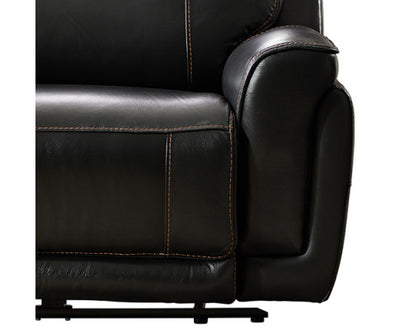 6 Seater Corner Sofa with Genuine Leather Black Armless Recliners Straight Console Lounge Set for Living Room