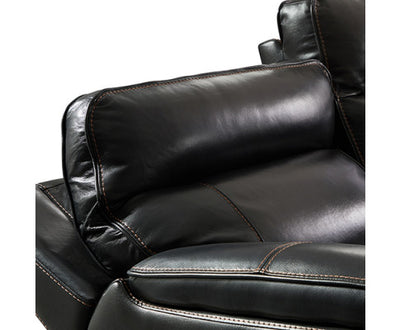 6 Seater Corner Sofa with Genuine Leather Black Armless Recliners Straight Console Lounge Set for Living Room