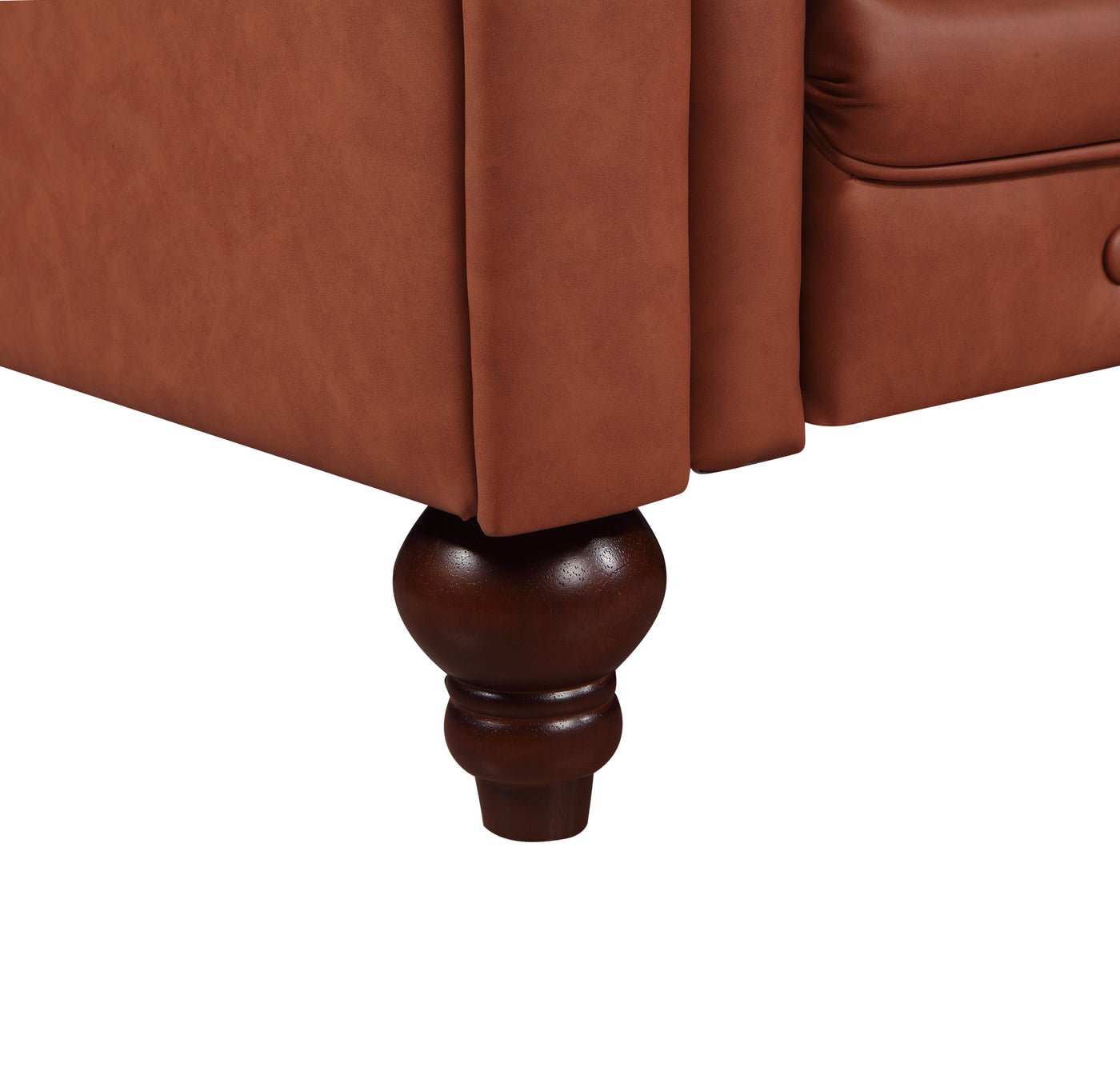 3 Seater Brown Sofa Lounge Button Tufted in Faux Leather