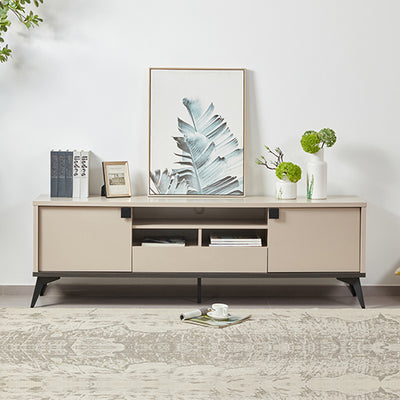 TV Cabinet with Storage Drawer Open Shelve Cabinet MDF in Champagne Colour