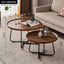 Removable Set of 2 Round Coffee Table Walnut Nesting Side End Table Furniture