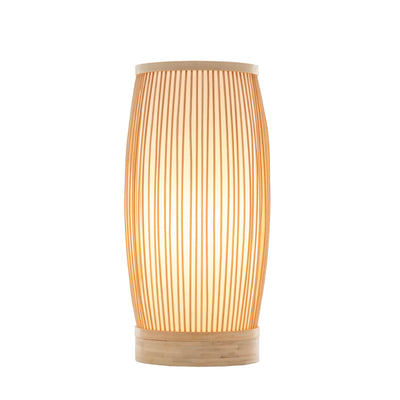 Natural Woven Bamboo Cylinder Table Lamp Light Shade Boho Tropical Coastal