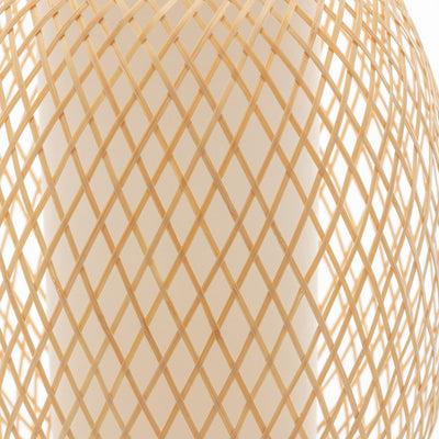 Natural Woven Bamboo Oval Table Lamp Light Shade Boho Tropical Coastal