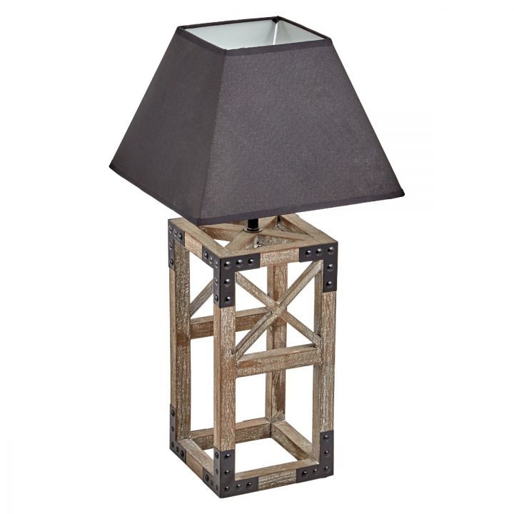 Designer Wooden TABLE LAMP Modern Rustic Geo Industrial Retro Desk Light