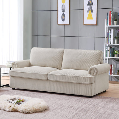 PHEBE 3 Seater Sofa bed with Separate Foam Mattress- Corduroy Cream