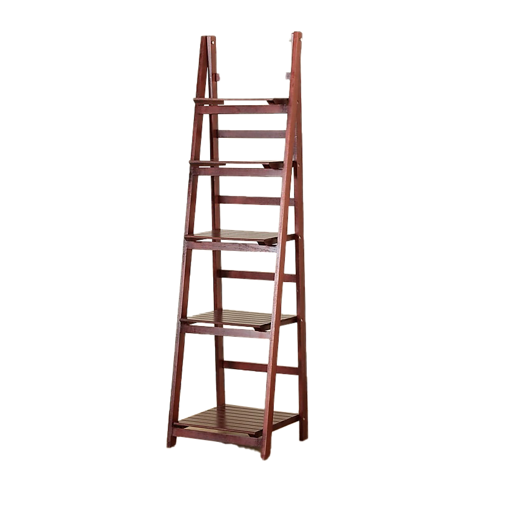 5 Tier Wooden Ladder Shelf Stand Storage Book Shelves Shelving Display Rack