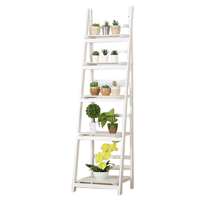 5 Tier Wooden Ladder Shelf Stand Storage Book Shelves Shelving Display Rack