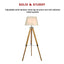 Modern Floor Lamp Wood Tripod Home Bedroom Reading Light 145cm