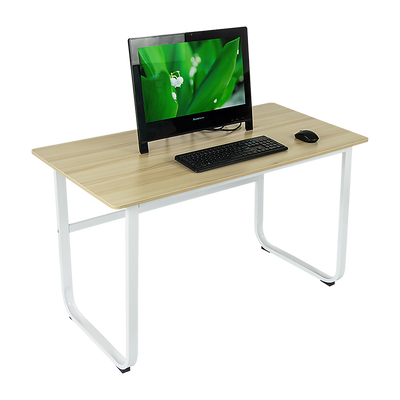 Wood & Steel Solid Computer Desk Home Office Furniture