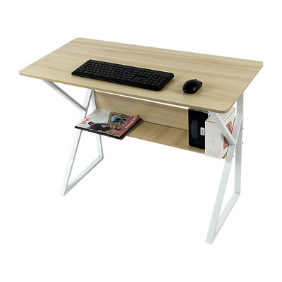 Wood & Metal Computer Desk with Shelf Home Office Furniture