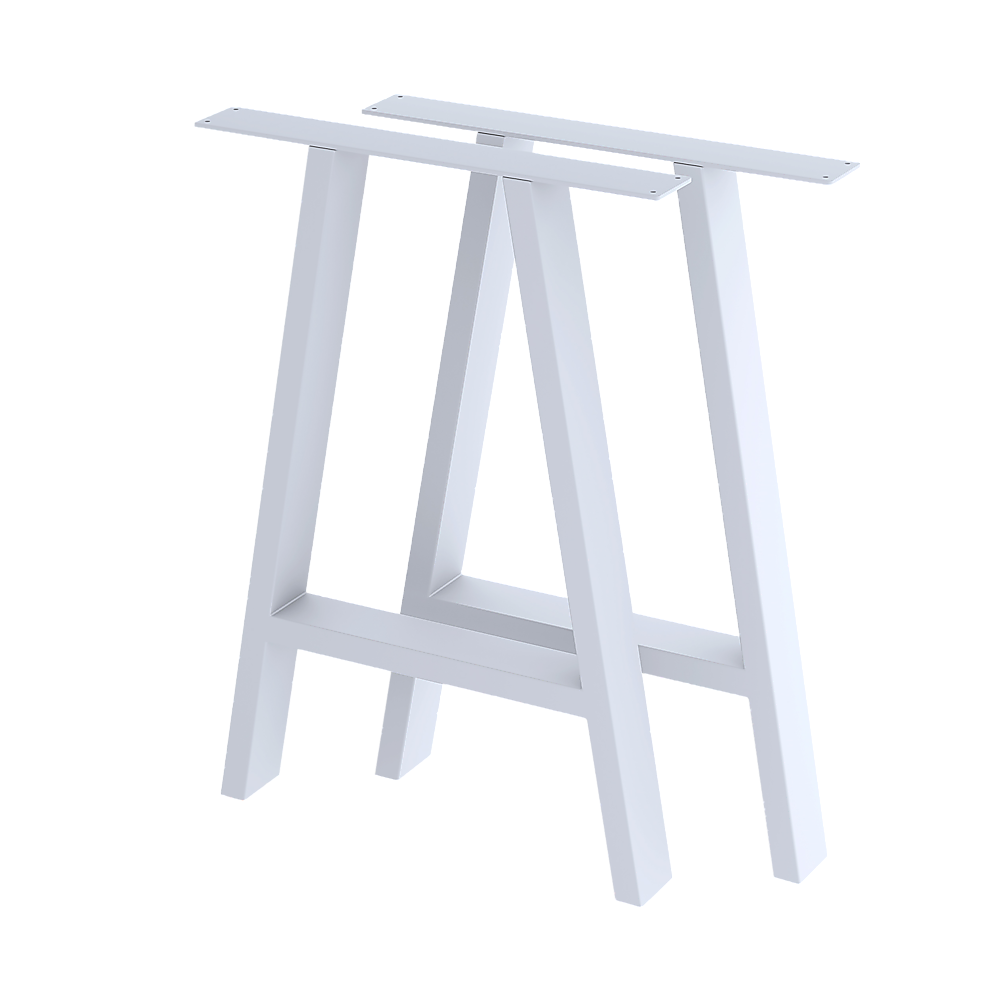 2x Rustic Dining Table Legs Steel Industrial Vintage 71cm - White