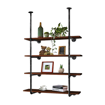 Wall Shelves Display Bookshelf Industrial DIY Pipe Shelf Rustic Brackets