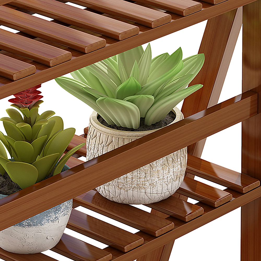 Plant Stand Outdoor Indoor Garden Wood Bamboo Shelf Folding 100CM Length