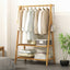 Portable Clothes Rack Coat Garment Stand Bamboo Rail Hanger Airer Closet