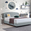 Linen Fabric King Bed Curved Headboard Bedhead - Stone Grey