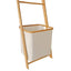 Wall Leaning Ladder Shelf with Laundry Basket Clothes Hamper Bath Towel Rack