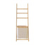 Wall Leaning Ladder Shelf with Laundry Basket Clothes Hamper Bath Towel Rack