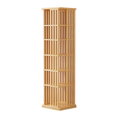 360 Rotating Bookshelf Bamboo Storage Display Rack Shelving in Wood