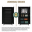 Black Two Door Metal Storage Cabinet with Legs Adjustable Shelf Lockable Steel Cupboard for Home Office Gym