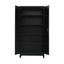 Black Two Door Metal Storage Cabinet with Legs Adjustable Shelf Lockable Steel Cupboard for Home Office Gym
