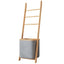 Wall Leaning Ladder Shelf with Laundry Basket Clothes Hamper Bath Towel Rack in Grey