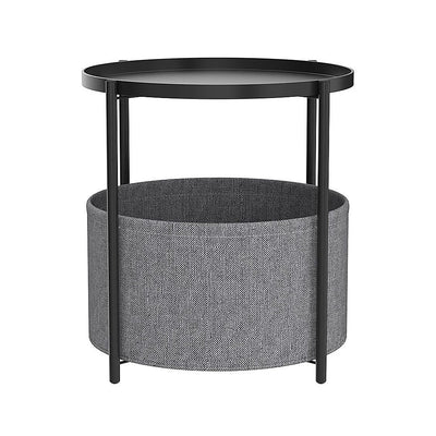 Round Side Table Bedside Storage Basket