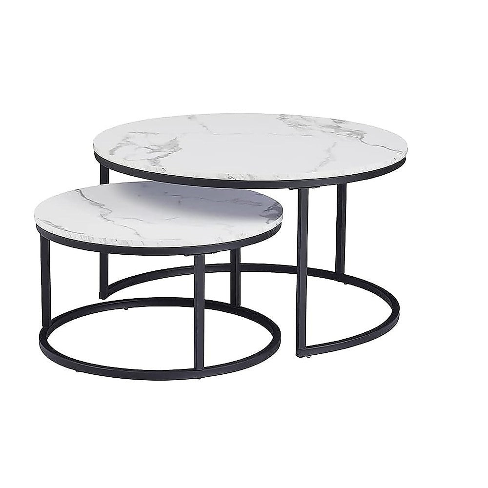 Coffee Table Round Marble Nesting Side Furniture