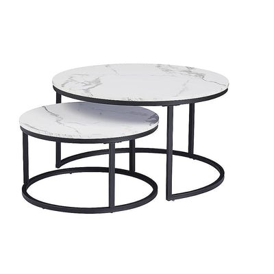 Coffee Table Round Marble Nesting Side Furniture