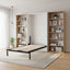Single Wall Bed in White Gloss – Space Saving Murphy Bed Kit with Black Door Handle