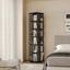 360 Rotating Bookshelf Bamboo Storage Display Rack Shelving in Black