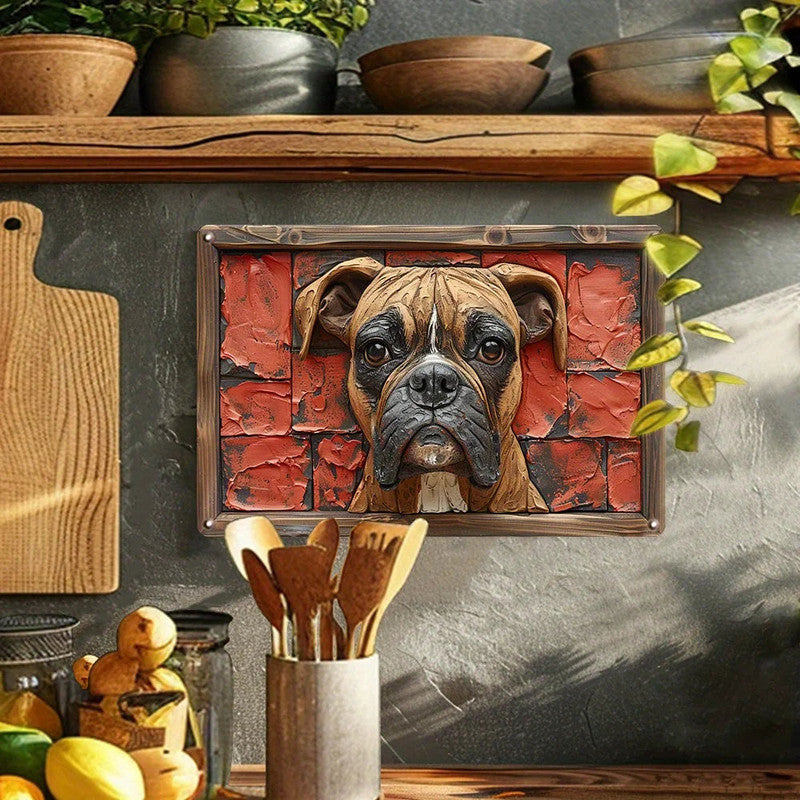 NNEOBA Boxer Dog Aluminum Wall Art - 12x16in Decorative Print