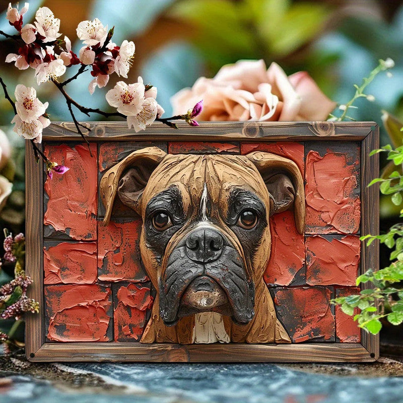 NNEOBA Boxer Dog Aluminum Wall Art - 12x16in Decorative Print