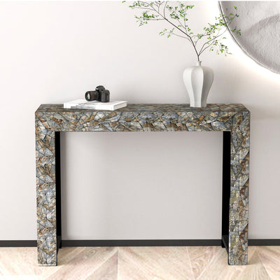 STONE HEDGE MOTHER OF PEARL HAND MADE CONSOLE TABLE